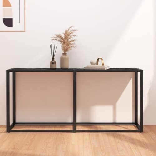 Konsolbord svart marmor 160x35x75,5 cm härdat glas