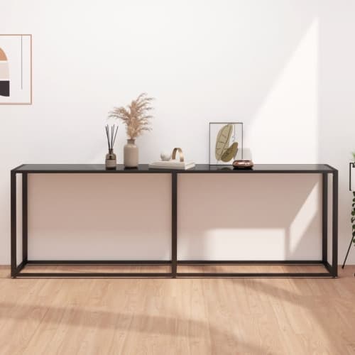 Konsolbord svart 220x35x75,5 cm härdat glas