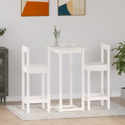 Barmöbler 3 delar Vit massiv furu