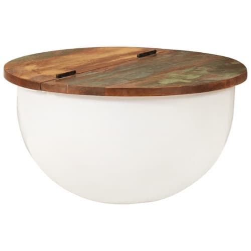 Soffbord vit 50x27 cm massivt återvunnet trä