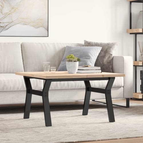 Soffbord Y-ram 80x80x45,5 cm massiv furu och stål