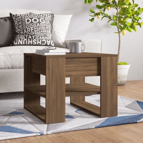 Soffbord brun ek 55,5x55x45 cm konstruerat trä