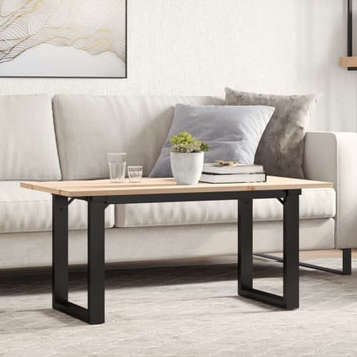 Soffbord O-ram 100x50x45 cm massiv furu och stål