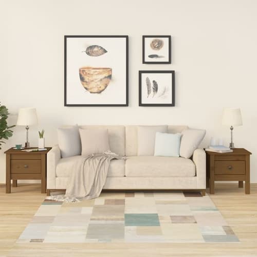 Sidobord 2 st honungsbrun 40x40x39 cm massiv furu