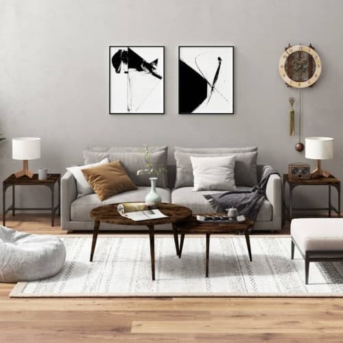 Sidobord 2 st rökfärgad ek 40x40x35 cm konstruerat trä