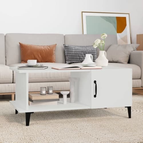 Soffbord vit 90x50x40 cm konstruerat trä