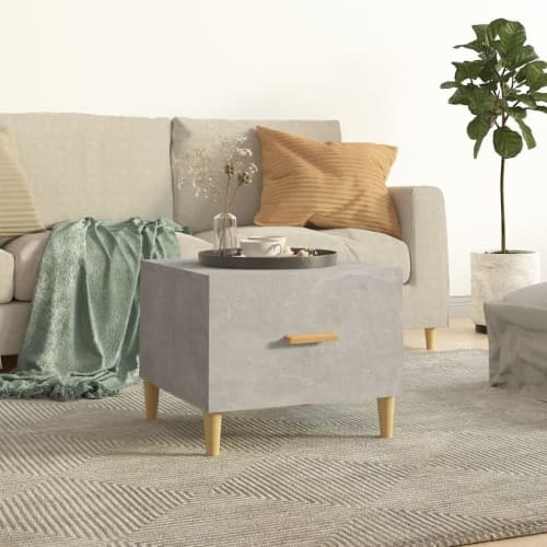 Soffbord betonggrå 50x50x40 cm konstruerat trä