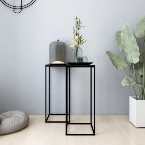 Sidobord 2 st svart stål