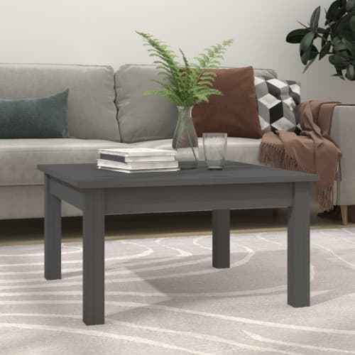Soffbord grå 55x55x30 cm massiv furu