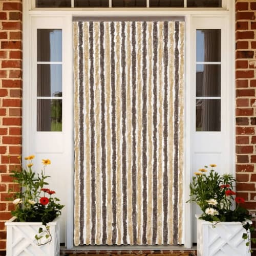 Insektsgardin mörkbrun och beige 90x200 cm chenille
