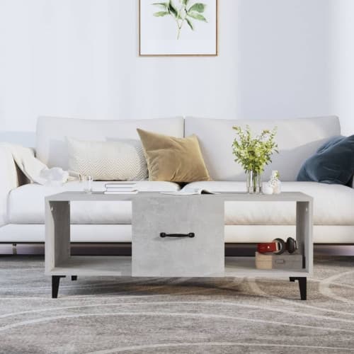 Soffbord betonggrå 102x50x40 cm konstruerat trä