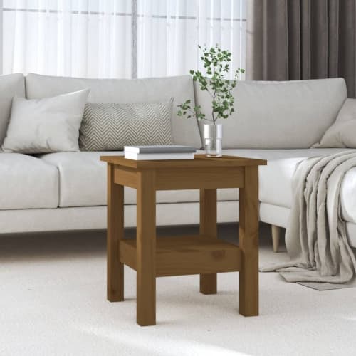 Soffbord honungsbrun 35x35x40 cm massiv furu