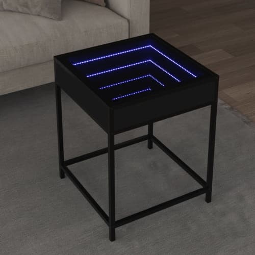 Soffbord med Infinity LEDs svart 40x40x51 cm