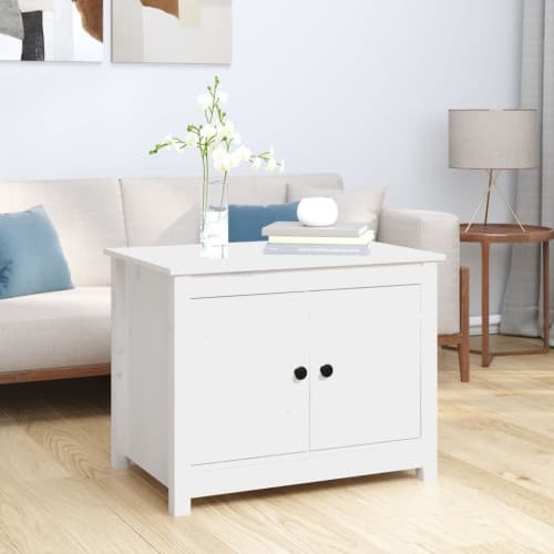 Soffbord vit 71x49x55 cm massiv furu