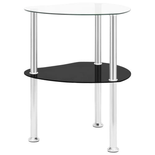 Sidobord med 2 hyllor transparent/svart 38x38x50 cm härdat glas