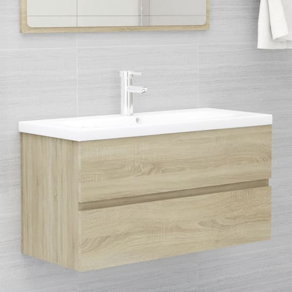 Tvättställsskåp sonoma-ek 90x38,5x45 cm konstruerat trä