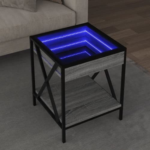 Soffbord med Infinity LEDs grå sonoma 40x40x49 cm