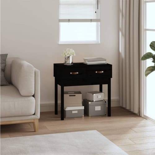 Konsolbord svart 76,5x40x75 cm massiv furu