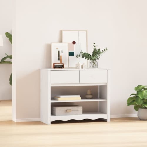 Konsolbord "DRAMMEN" Vit 89,5x37x73 cm Massivt Furu