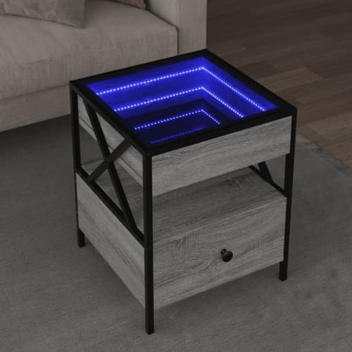 Soffbord med Infinity LEDs grå sonoma 40x40x51 cm