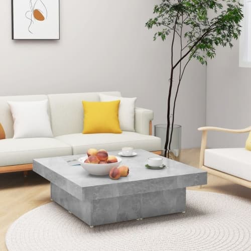 Soffbord betonggrå 90x90x28 cm konstruerat trä