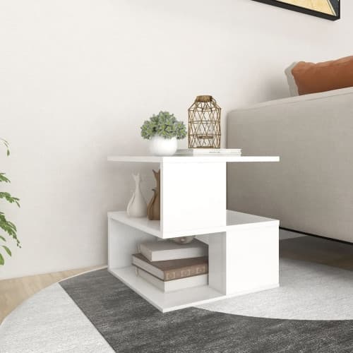 Sidobord vit 40x40x40 cm konstruerat trä