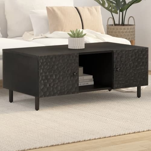 Soffbord svart 100x54x40 cm massivt mangoträ