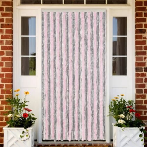 Insektsgardin silvergrå och rosa 100x220 cm chenille