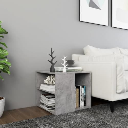 Sidobord betonggrå 50x50x45 cm konstruerat trä