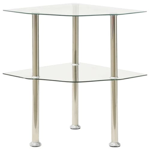 Sidobord med 2 hyllplan genomskinligt 38x38x50 cm härdat glas