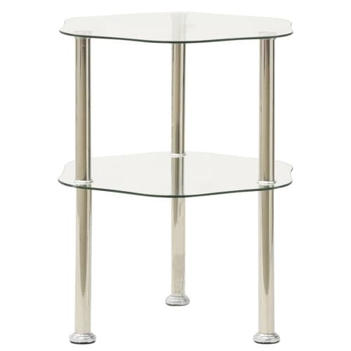 Sidobord med 2 hyllplan genomskinligt 38x38x50 cm härdat glas