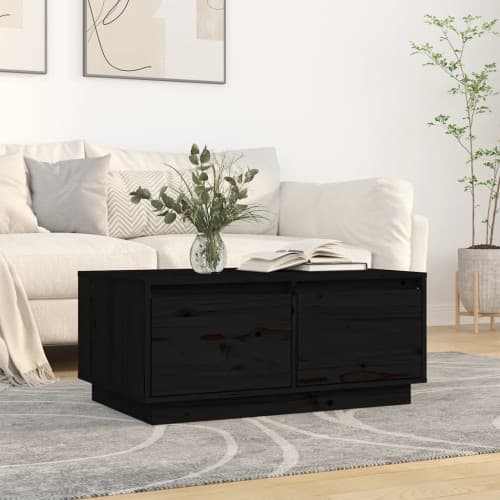 Soffbord svart 80x50x35 cm massivt furu