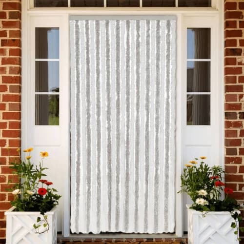 Insektsgardin ljusgrå och vit 56x185 cm chenille