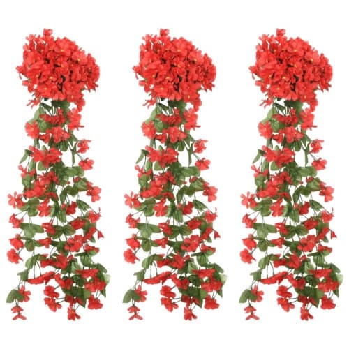 Julkransar med blommor 3 st röd 85 cm