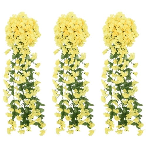 Julkransar med blommor 3 st gul 85 cm