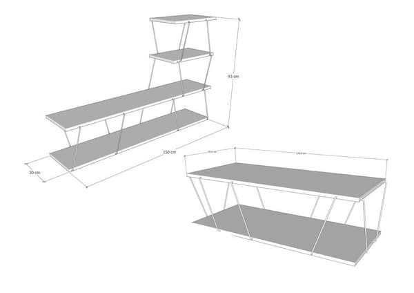 TV stativ og sofabord, Basak, 150x93x30 cm, antracit