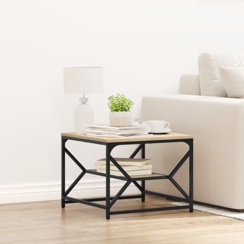 Kaffe Bord med Hylla i Sonoma Ek – 51x50x40 cm – Tillverkat av Konstruerat Trä