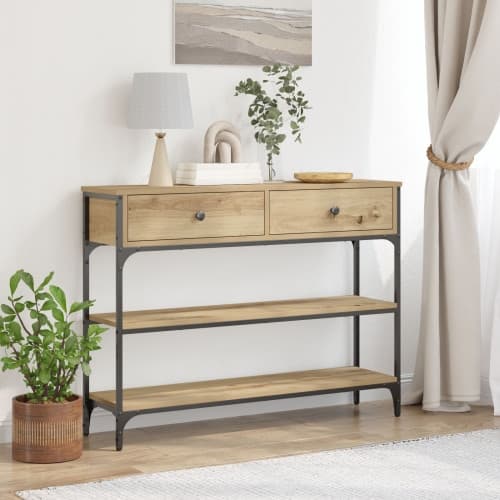 Konsolbord artisan ek 100x25x75 cm konstruerat trä och stål