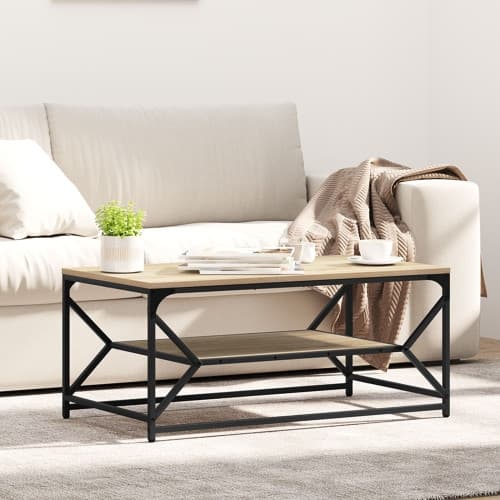 Soffbord med hylla sonoma-ek 90x50x40 cm konstruerat trä