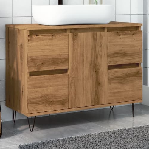 Badrumsskåp artisan ek 80x33x60 cm konstruerat trä