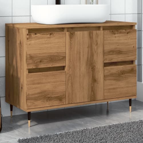 Badrumsskåp artisan ek 80x33x60 cm konstruerat trä