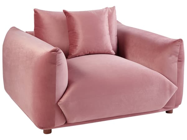Sofasæt Lyserød Velour 5 Sofagruppe Moderne Sofarrangement med Lænestole Blød Møbelgruppe Design