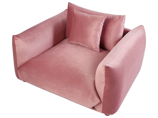 Sofasæt Lyserød Velour 5 Sofagruppe Moderne Sofarrangement med Lænestole Blød Møbelgruppe Design