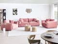 Miniatyrbillede 2 af 11: Sofasæt Lyserød Velour 5 Sofagruppe Moderne Sofarrangement med Lænestole Blød Møbelgruppe Design