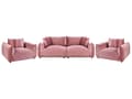 Miniatyrbillede 1 af 11: Sofasæt Lyserød Velour 5 Sofagruppe Moderne Sofarrangement med Lænestole Blød Møbelgruppe Design