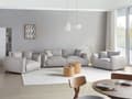 Miniatyrbillede 2 af 11: Sofasæt Grå Polyester 5 Sofagruppe Moderne Sofarrangement med Lænestole Blød Møbelgruppe Design