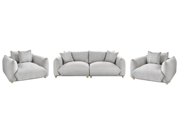 Sofasæt Grå Polyester 5 Sofagruppe Moderne Sofarrangement med Lænestole Blød Møbelgruppe Design