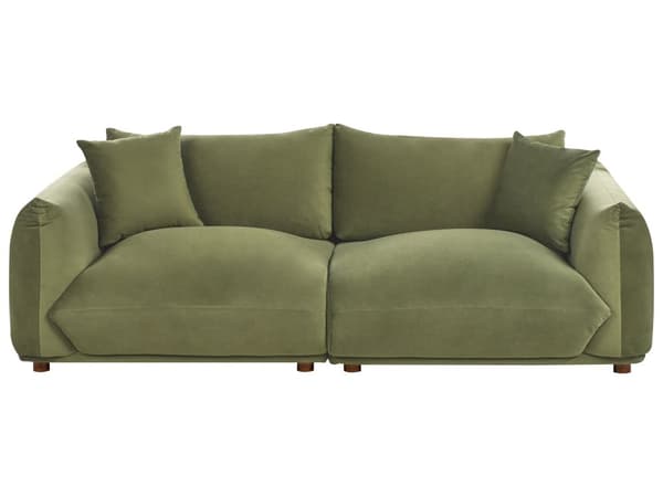 Sofasæt Grøn Velour 5 Sofagruppe Moderne Sofarrangement med Lænestole Blød Møbelgruppe Design