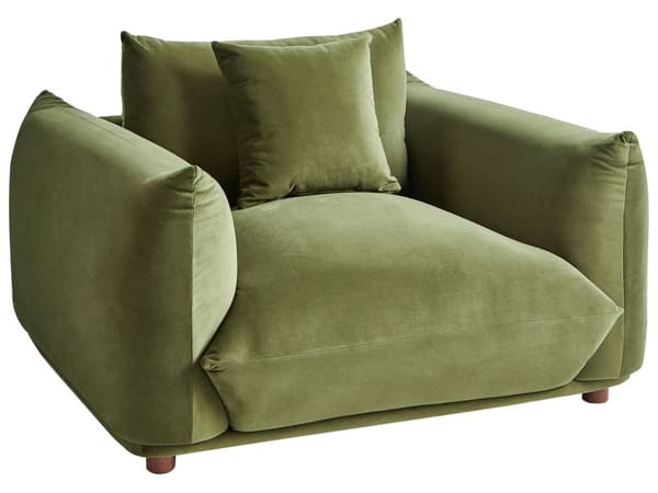 Sofasæt Grøn Velour 5 Sofagruppe Moderne Sofarrangement med Lænestole Blød Møbelgruppe Design