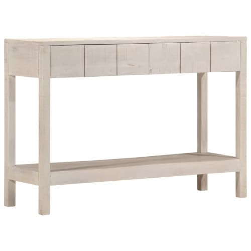 Konsolbord vit 110x35x75 cm massivt mangoträ